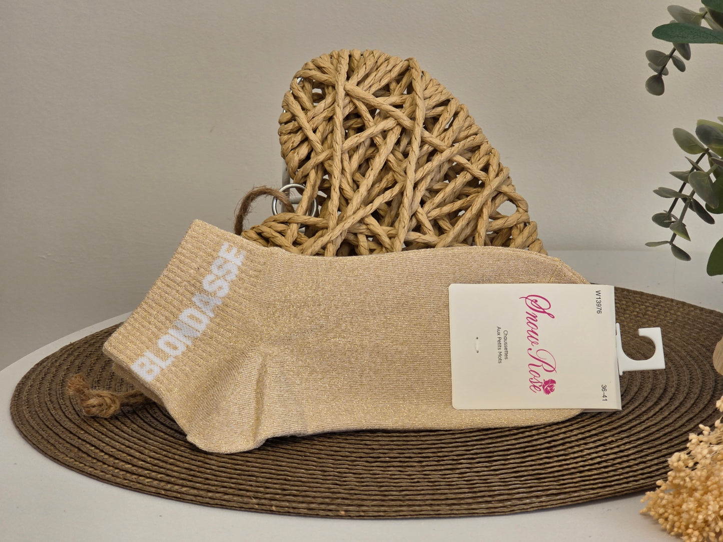 BLONDASSE - Beige Sequined Sock No. 1