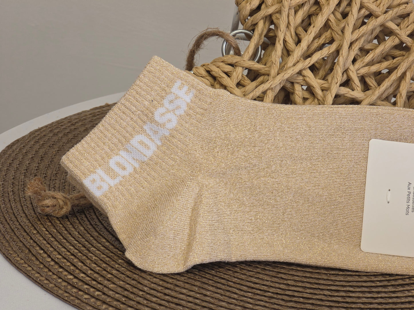 BLONDASSE - Beige Sequined Sock No. 1