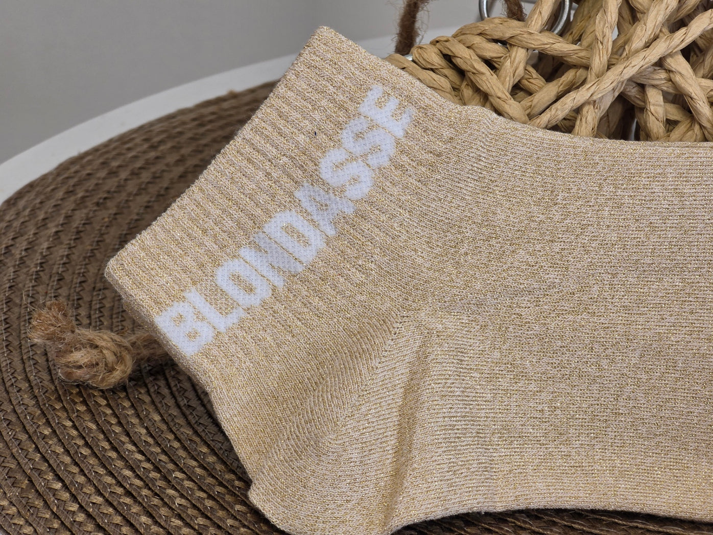 BLONDASSE - Beige Sequined Sock No. 1