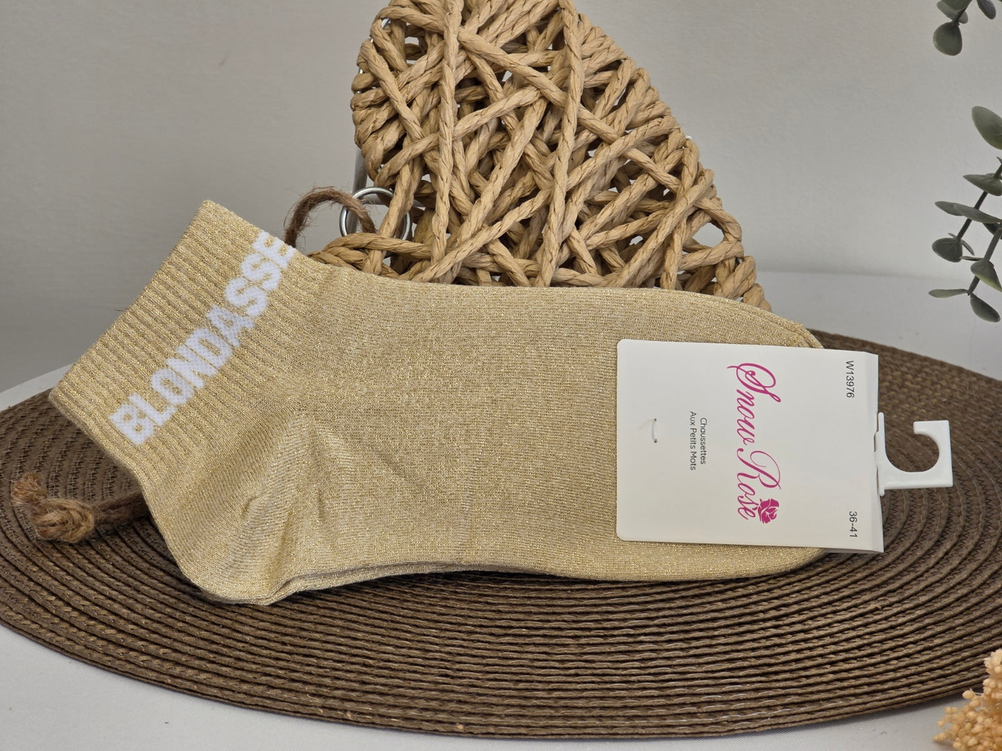 BLONDASSE - Beige Sequined Ankle Socks No. 2