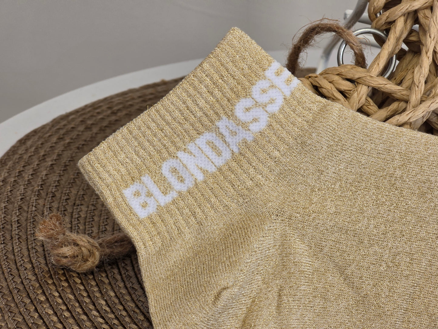BLONDASSE - Beige Sequined Ankle Socks No. 2
