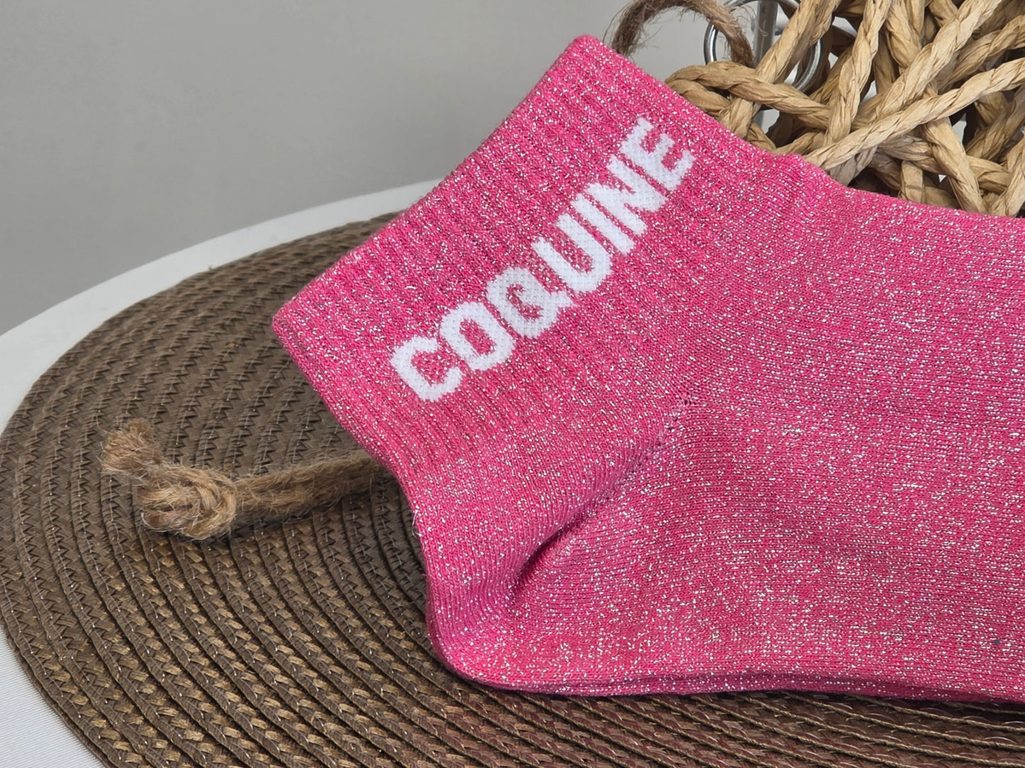 COQUINE - Socquette à Paillette Rose