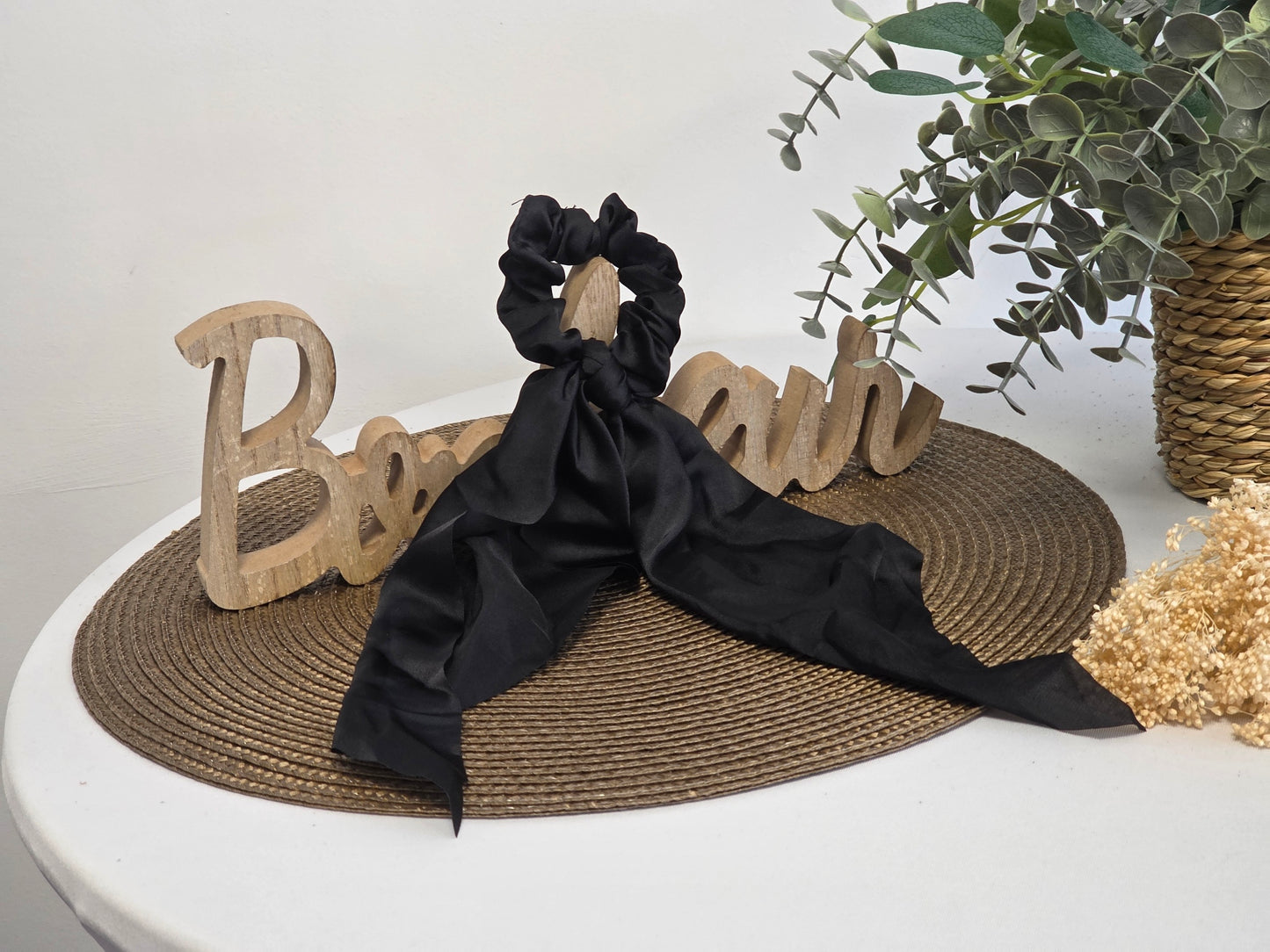 Le Chouchou Foulard Satiné Noir