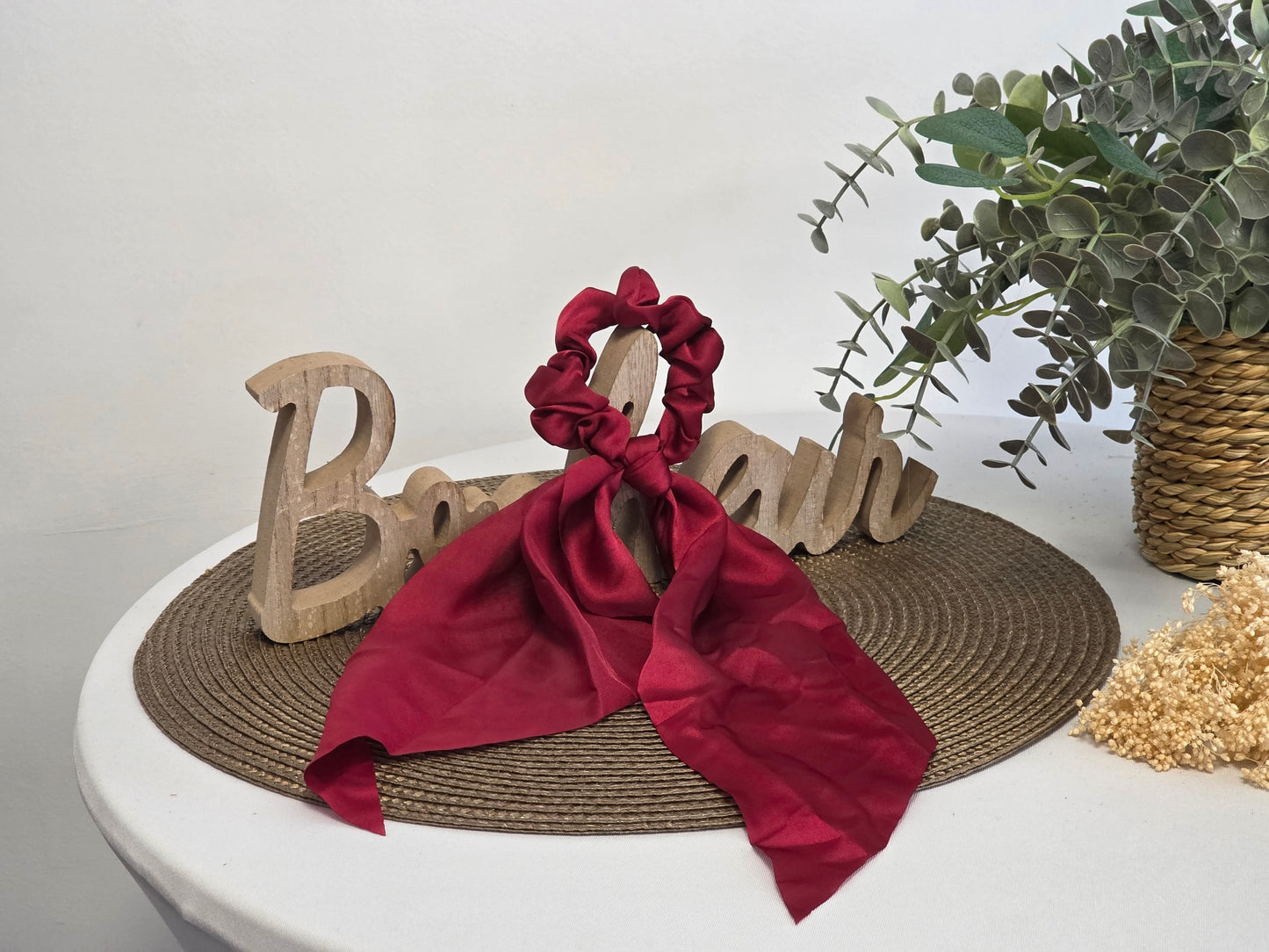Le chouchou foulard satiné Bordeaux