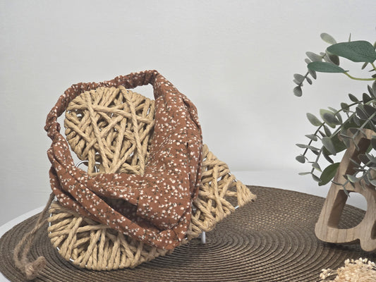 Bandeau Voilage Camel Fleurie