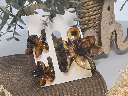 Pince à Cheveux Fleur Léopard  - Lot de 3
