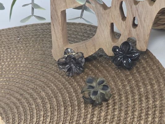 Petite Pince à Cheveux Fleur Noir Gris Transparent