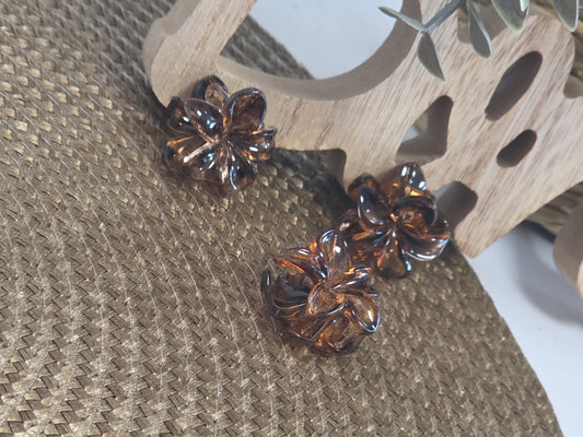 Petite Pince à Cheveux Fleur Camel Léopard - Lot de 3