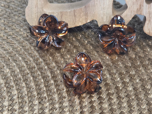 Petite Pince à Cheveux Fleur Camel Léopard - Lot de 3