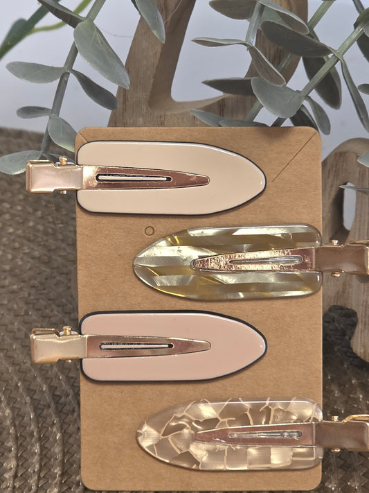 Pince à Cheveux Plate Ton Rosé Beige Doré - Lot de 4