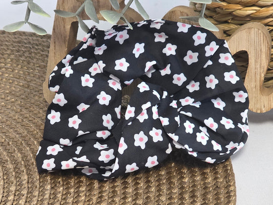 Chouchou Noir Fleur Blanche