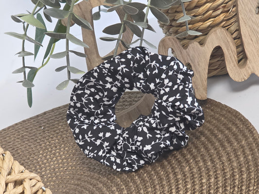 Chouchou  Noir Feuille Blanche