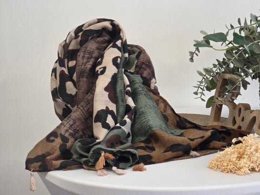 Foulard Femme Automne Hiver Vert Marron