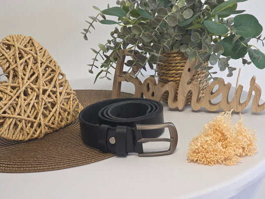 Men's Black Leather Belt
