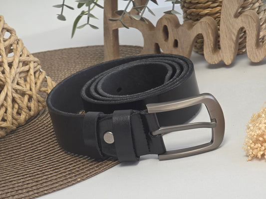 Men's Black Leather Belt