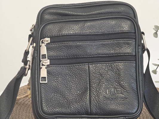 Black Cowhide Leather Satchel