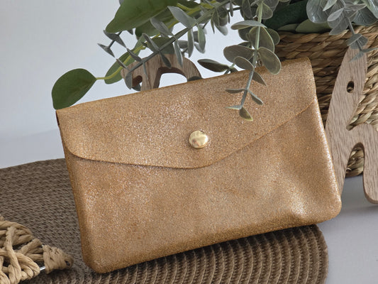 Porte Monnaie Cuir Camel Clair Irisé