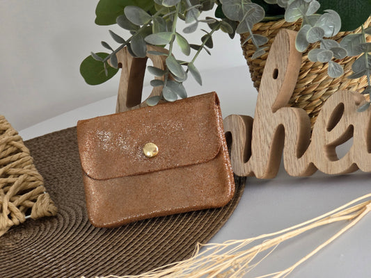 Petit Porte Monnaie Cuir Camel Irisé