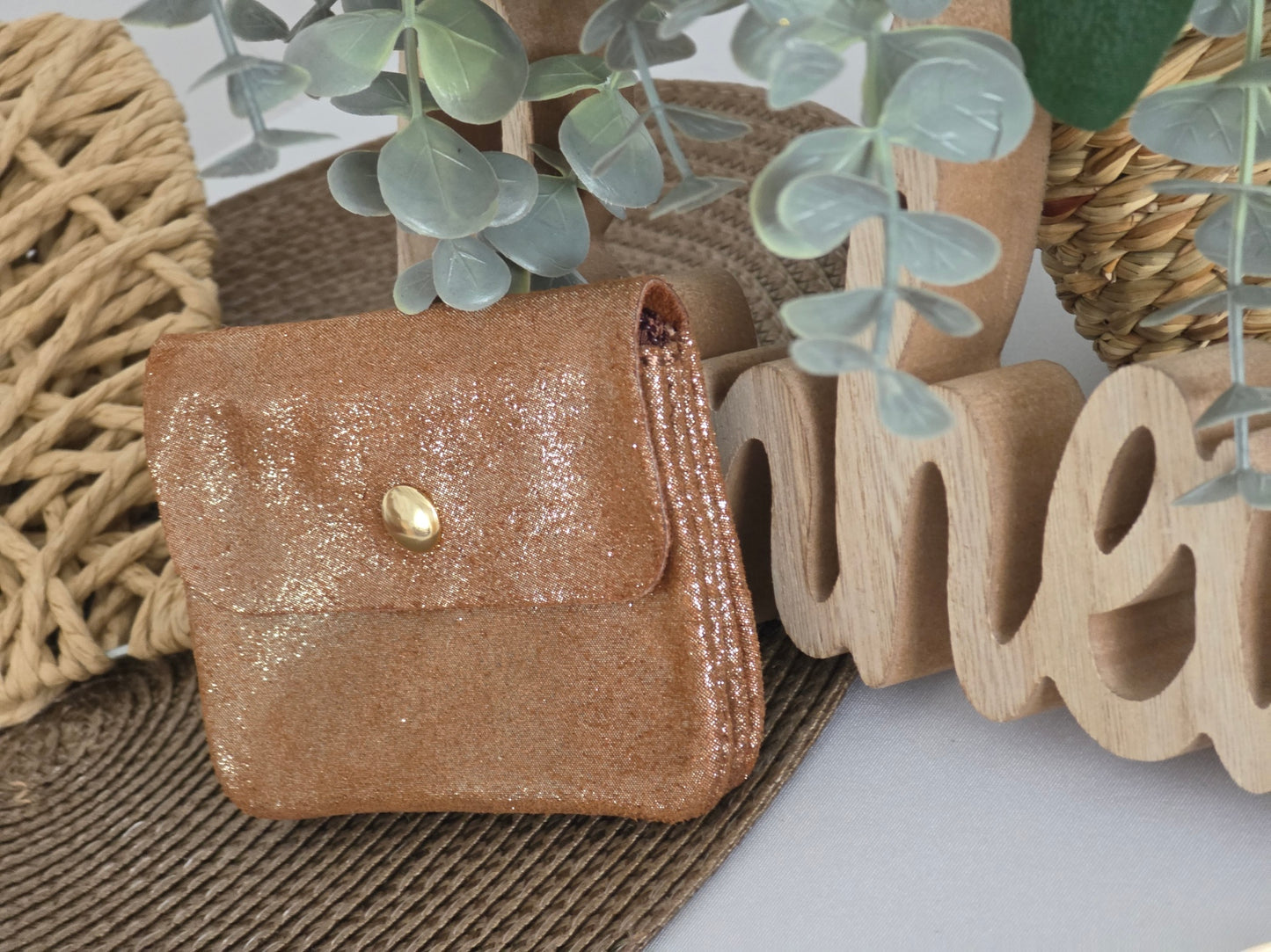 Petit Porte Monnaie Cuir Camel Irisé