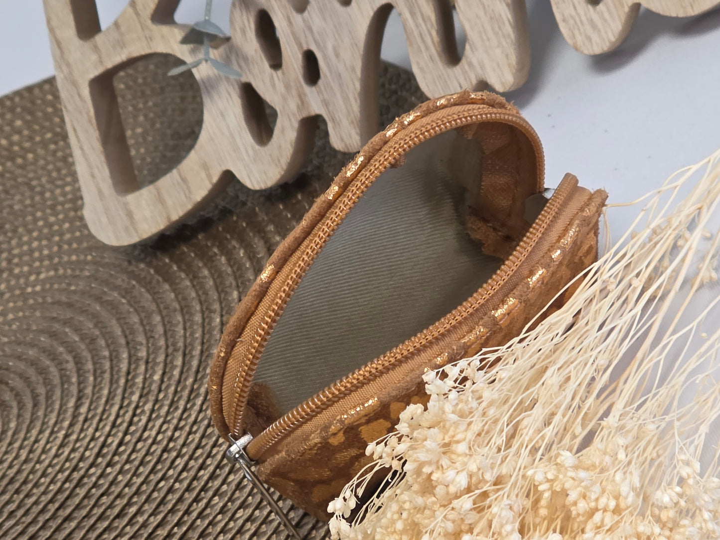 Petit Porte Monnaie Cuir Léopard Camel