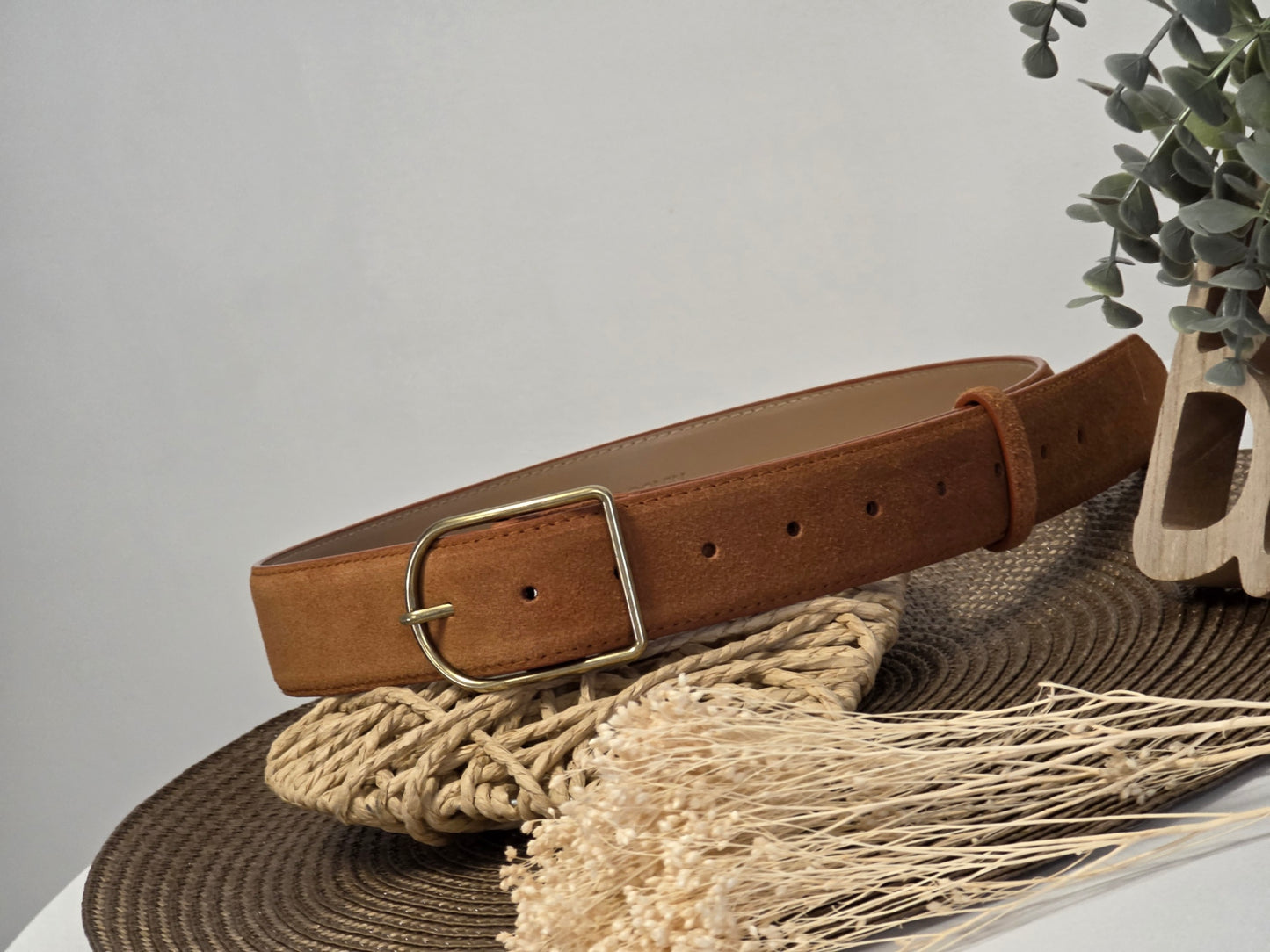 Ceinture Croûte de Cuir Daim Camel