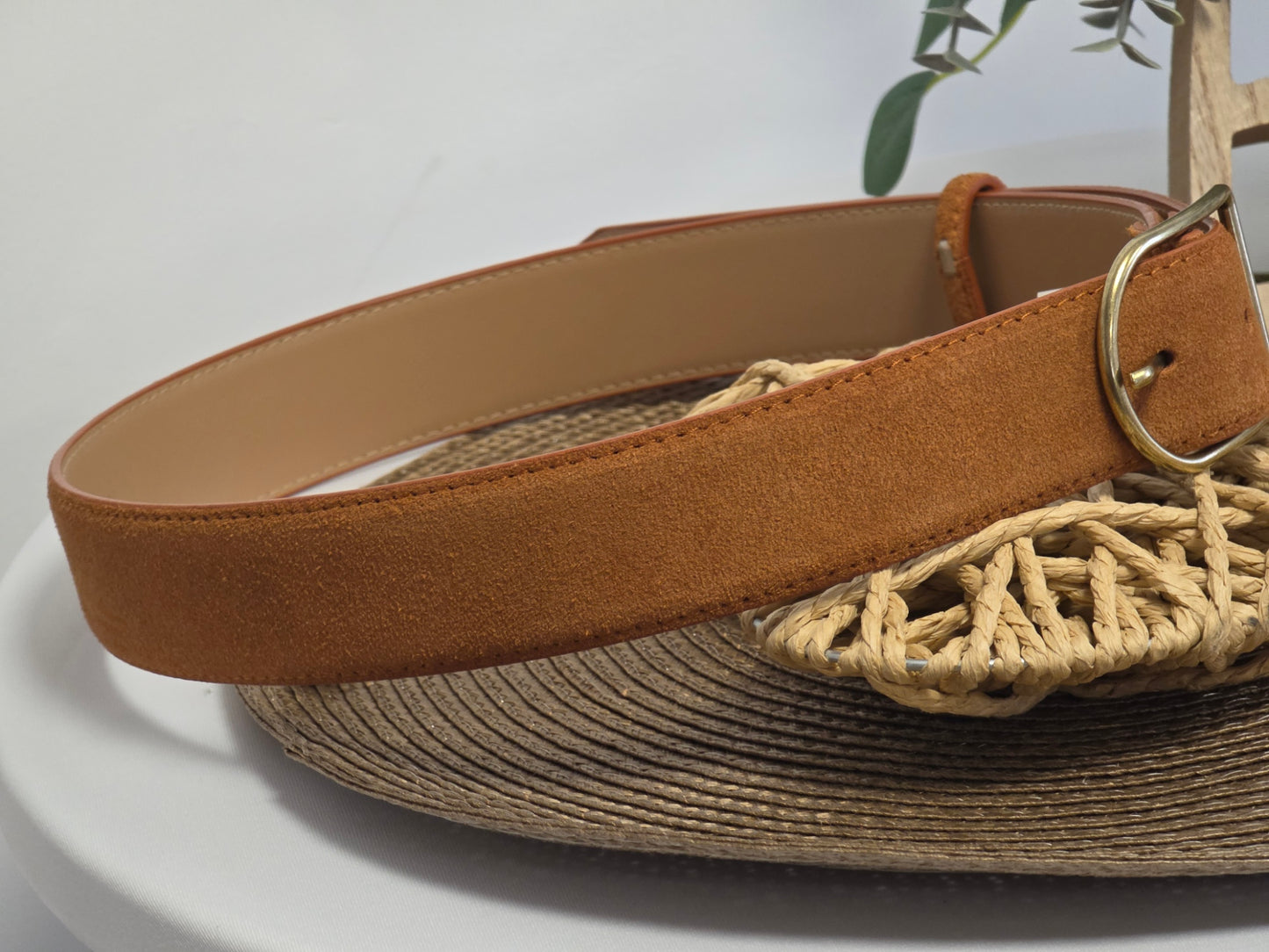 Ceinture Croûte de Cuir Daim Camel