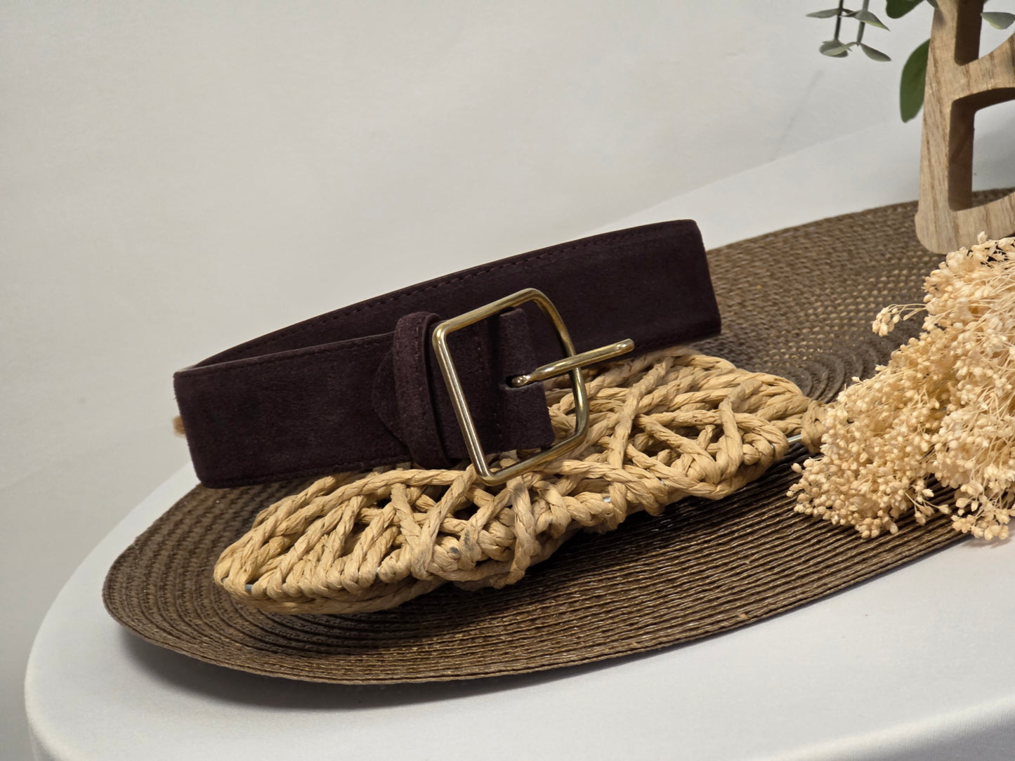 Ceinture Croûte de Cuir Daim Choco