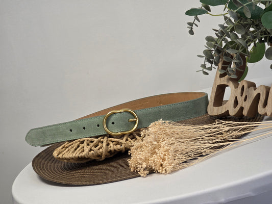 Ceinture Croûte de Cuir Vert d'Eau