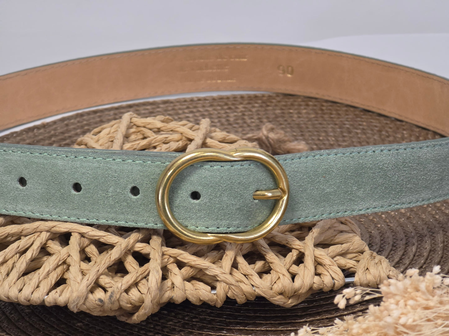 Ceinture Croûte de Cuir Vert d'Eau