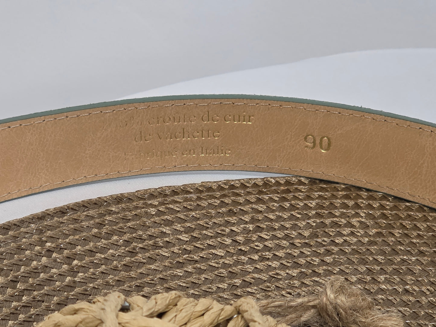 Ceinture Croûte de Cuir Vert d'Eau