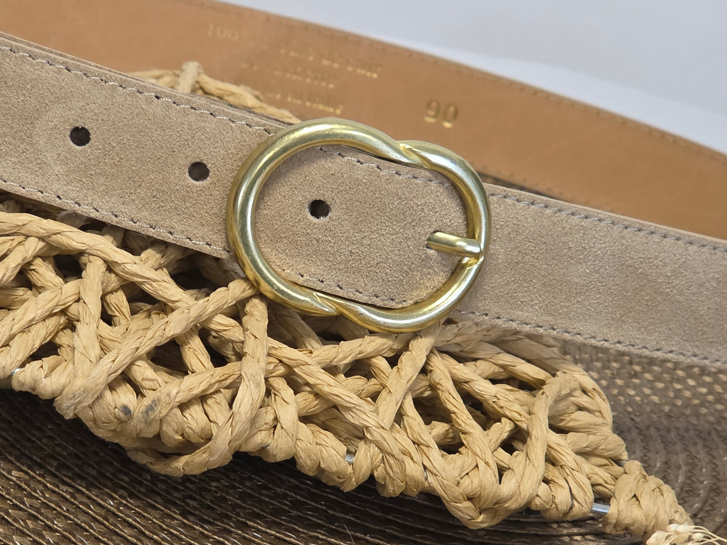 Ceinture Croûte de Cuir Beige