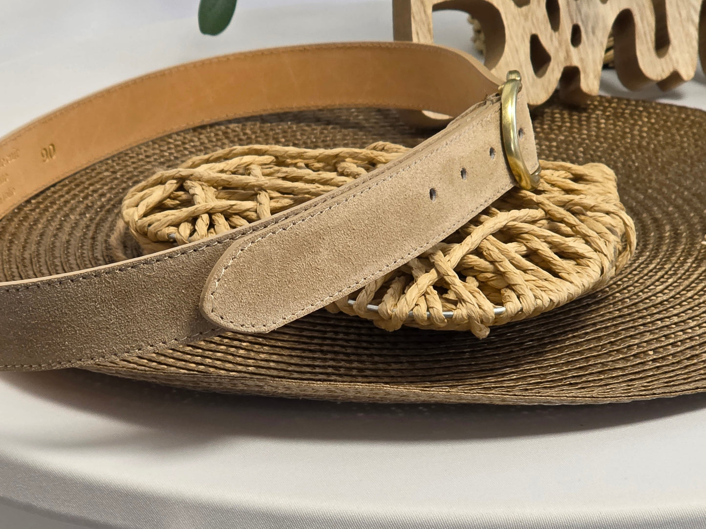 Ceinture Croûte de Cuir Beige