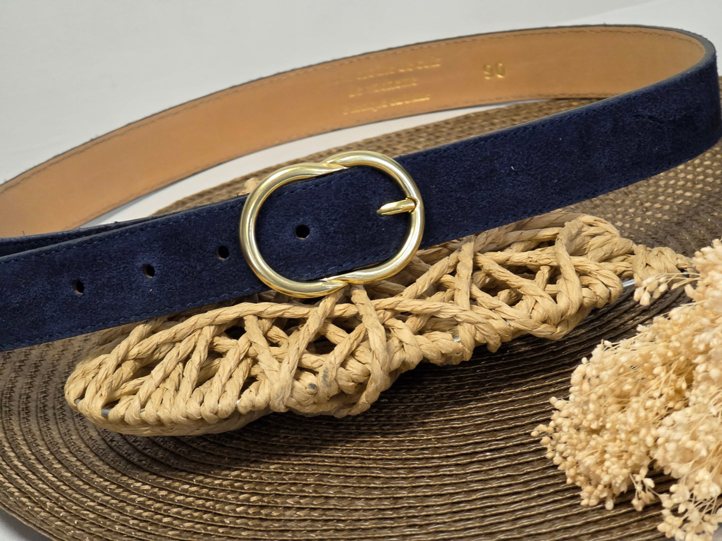 Ceinture Croûte de Cuir Bleu Marine