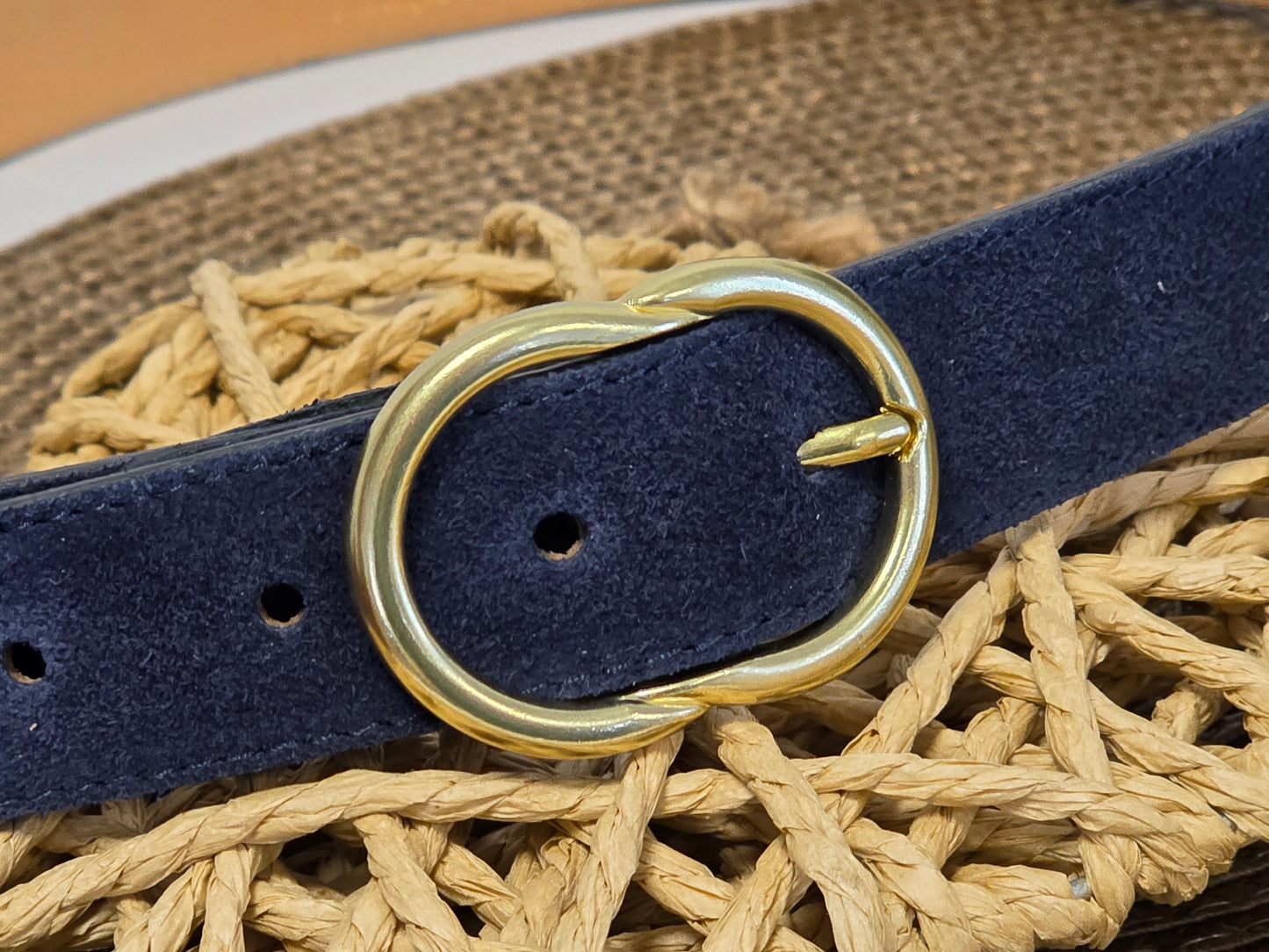 Ceinture Croûte de Cuir Bleu Marine