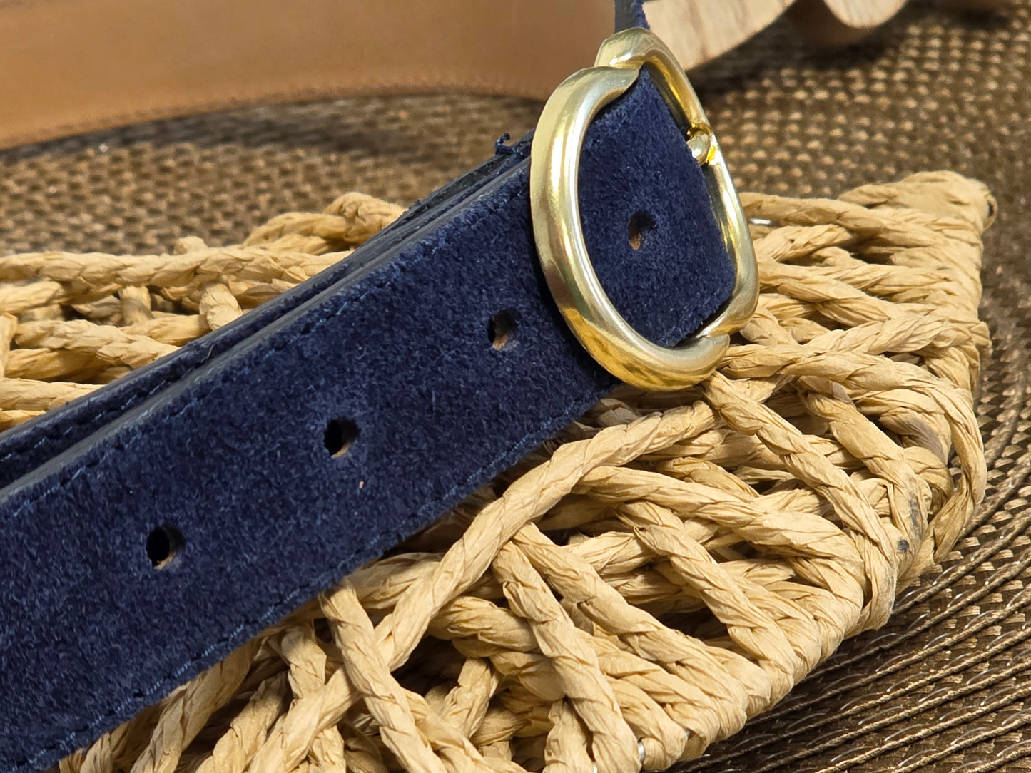 Ceinture Croûte de Cuir Bleu Marine