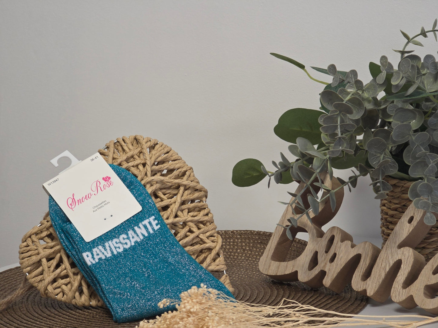 RAVISSANTE - Chaussette à Paillette Bleu Canard