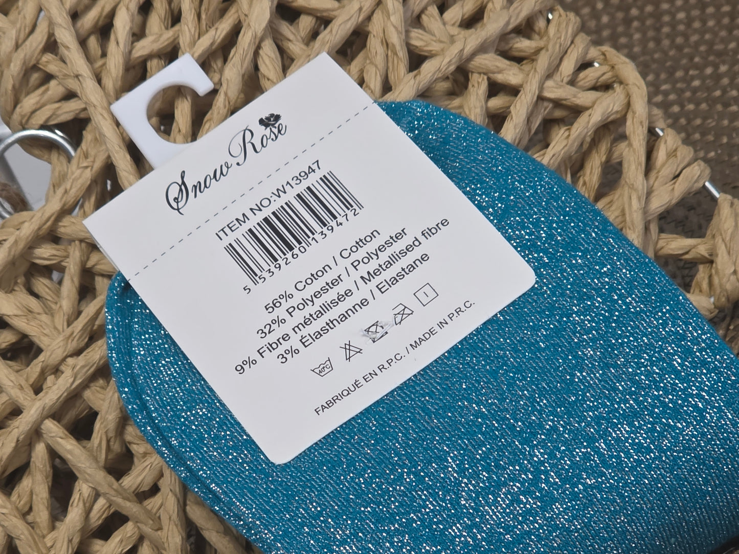 RAVISSANTE - Chaussette à Paillette Bleu Canard