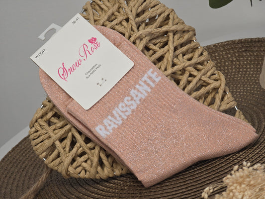 RAVISSANTE - Chaussette à Paillette Pêche