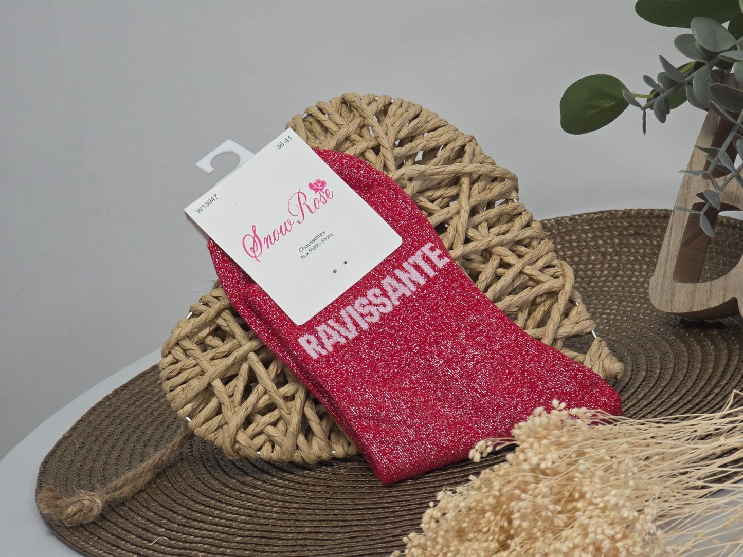 RAVISSANTE - Chaussette à Paillette Rouge