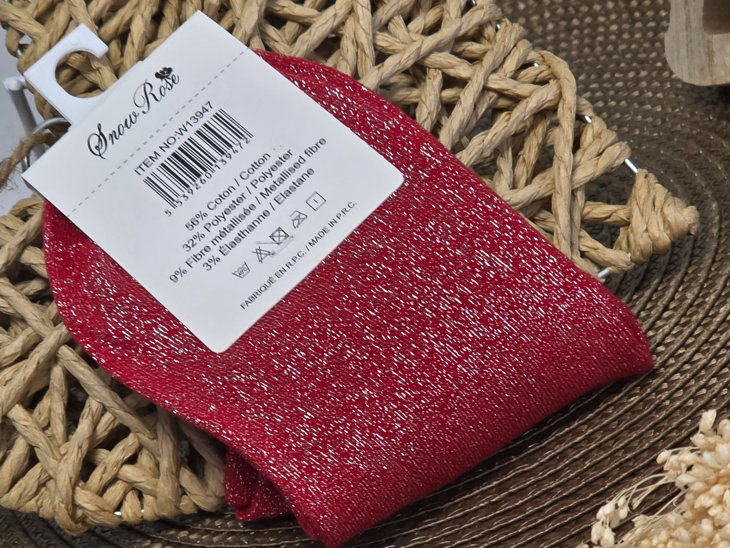 RAVISSANTE - Chaussette à Paillette Rouge