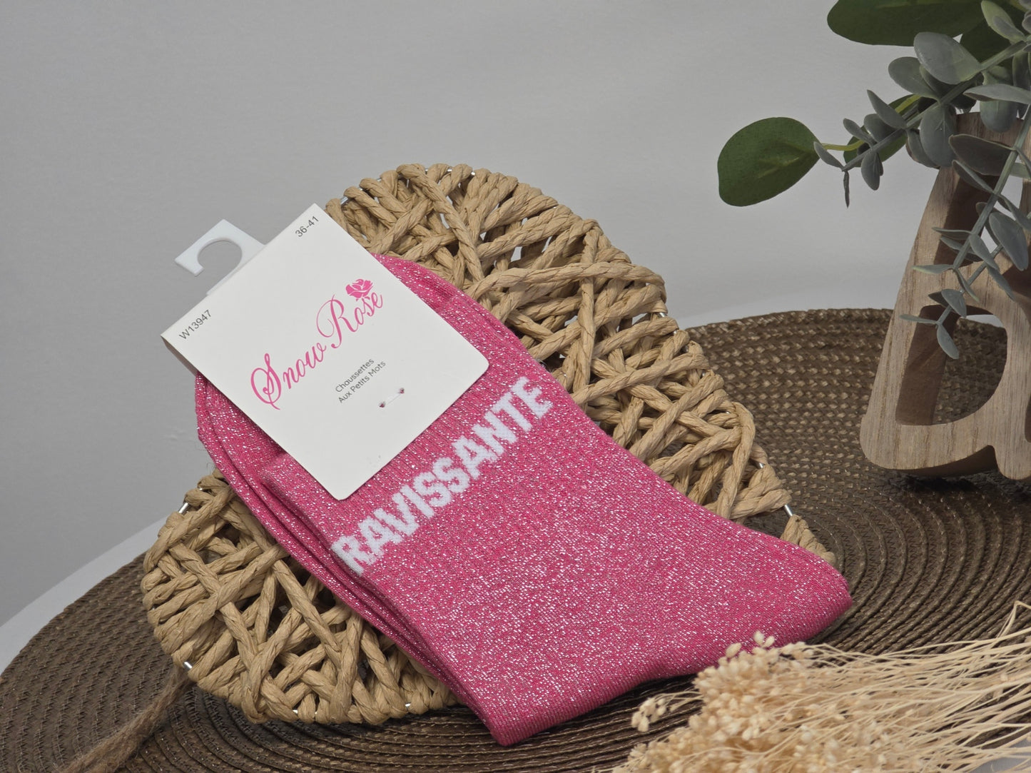 RAVISSANTE - Chaussette à Paillette Rose