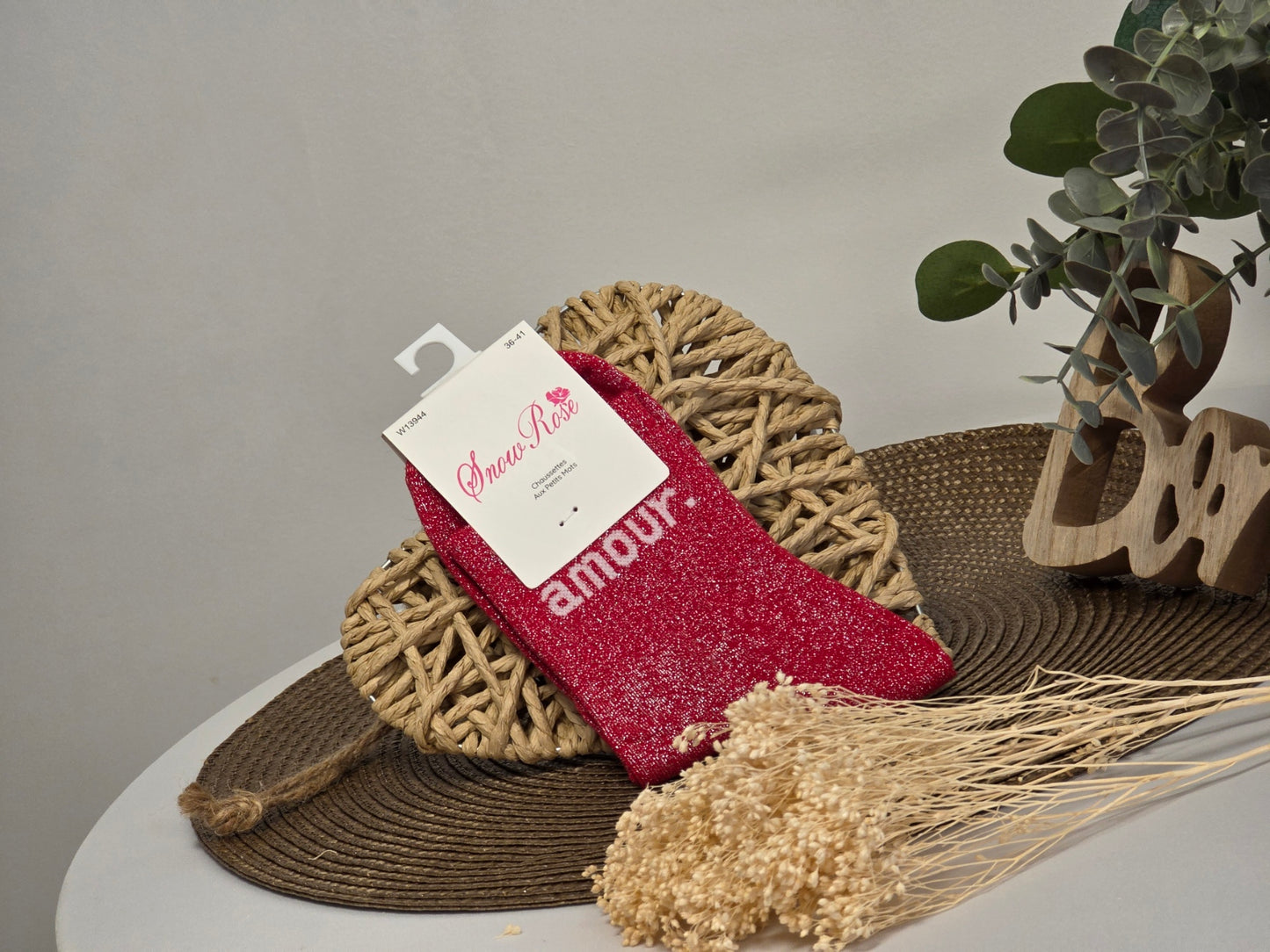 AMOUR - Chaussette à Paillette Rouge