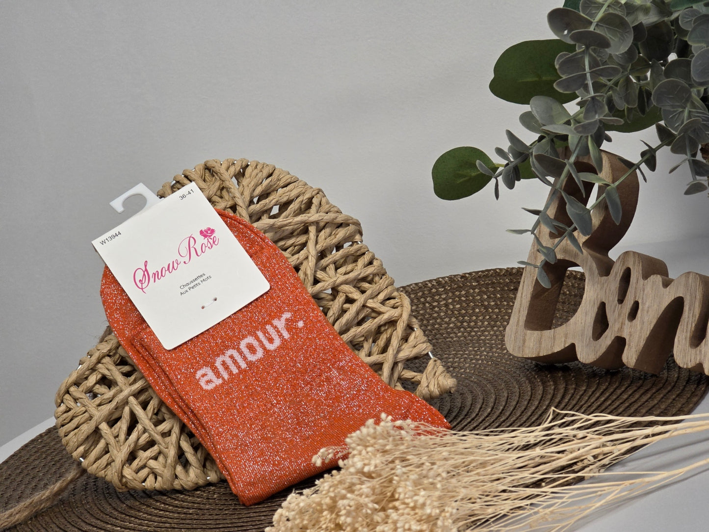 AMOUR - Chaussette à Paillette Orange