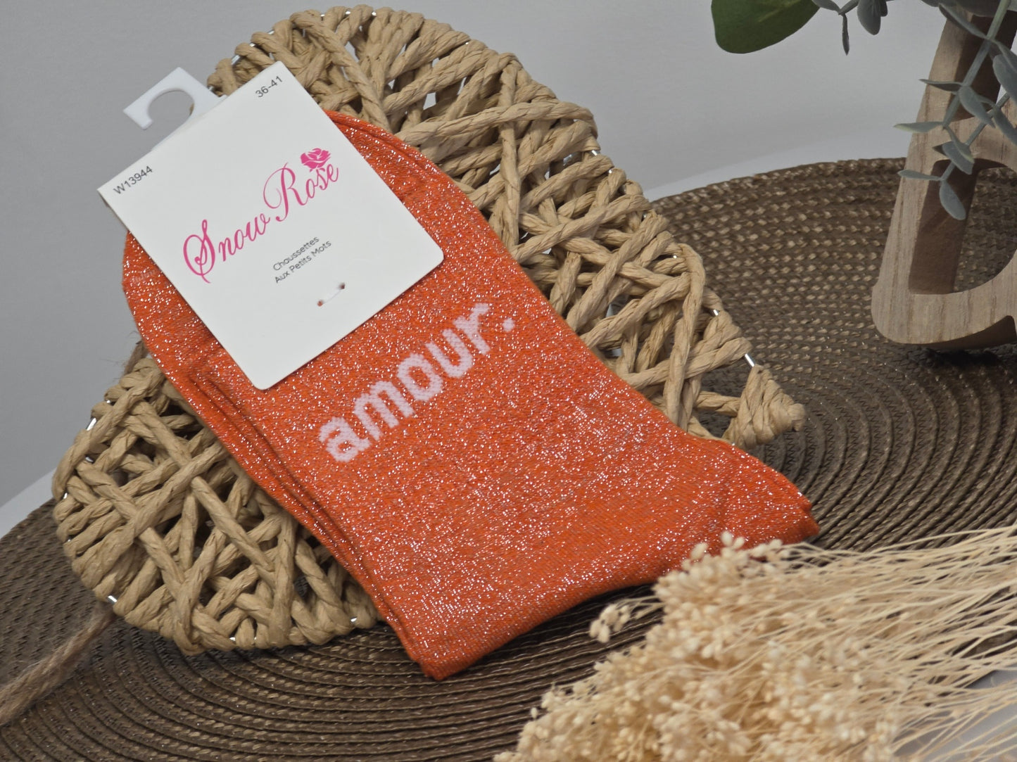 AMOUR - Chaussette à Paillette Orange