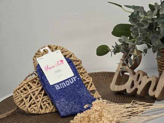 AMOUR - Chaussette à Paillette Bleu