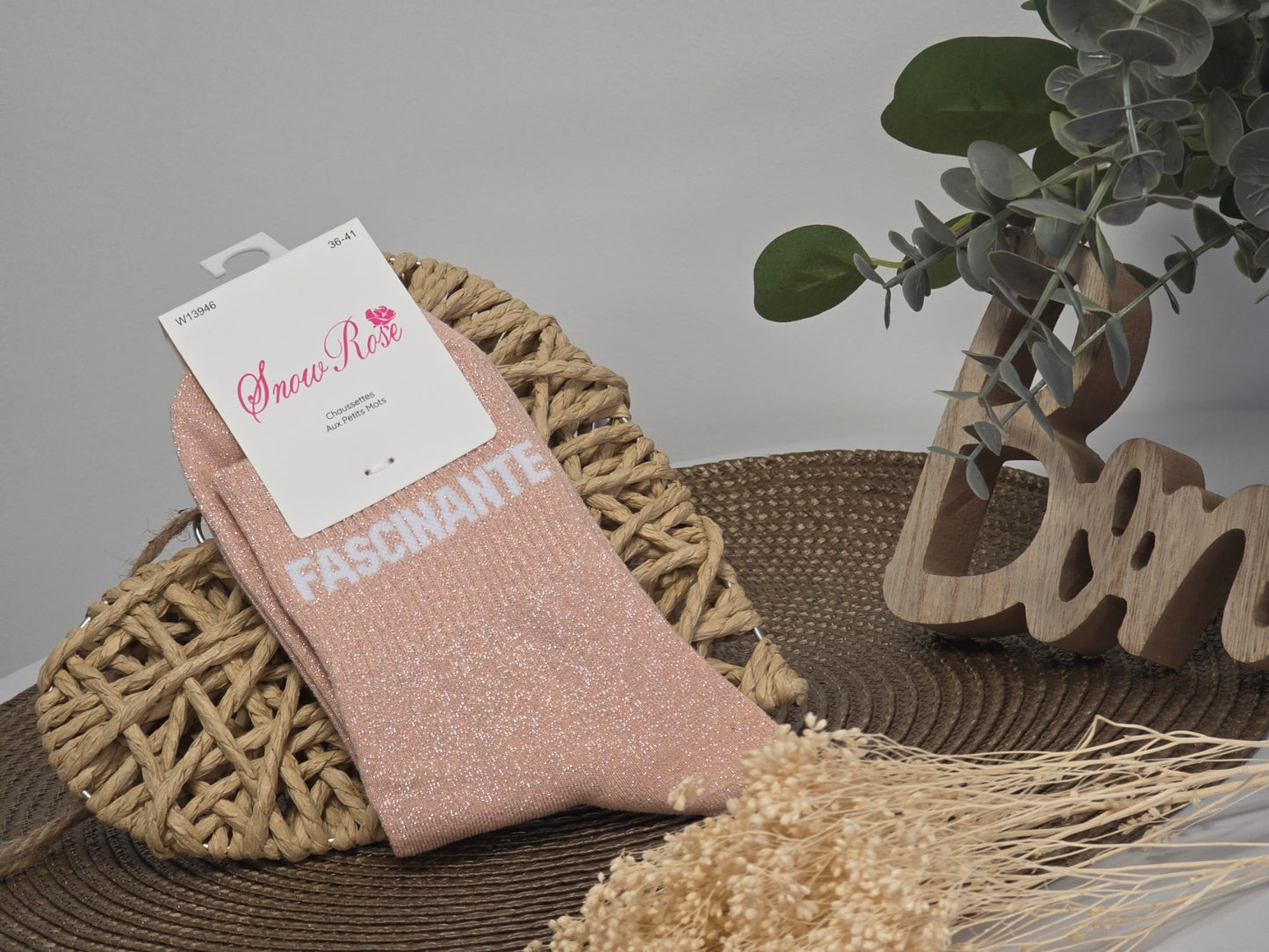 FASCINANTE - Chaussette à Paillette Pêche