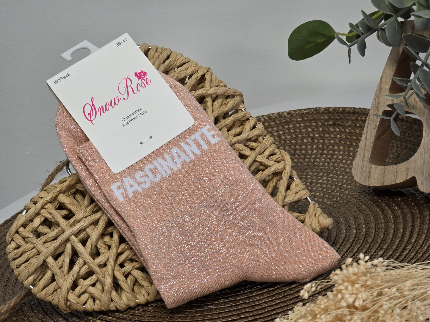 FASCINANTE - Chaussette à Paillette Pêche