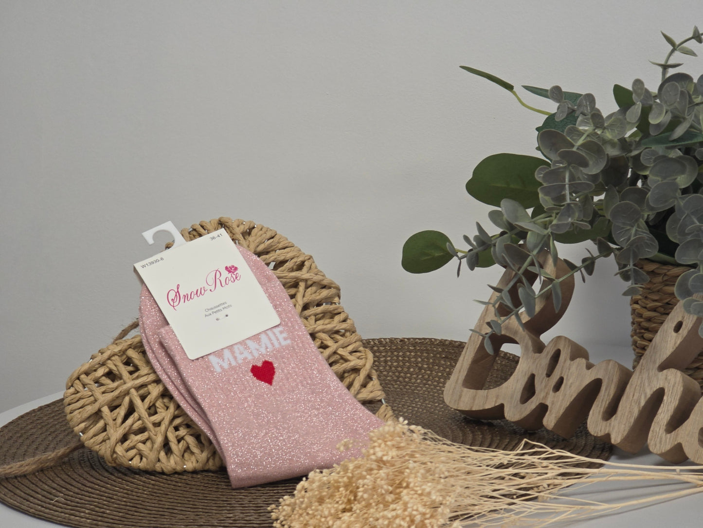 MAMIE - Chaussette à Paillette Rose