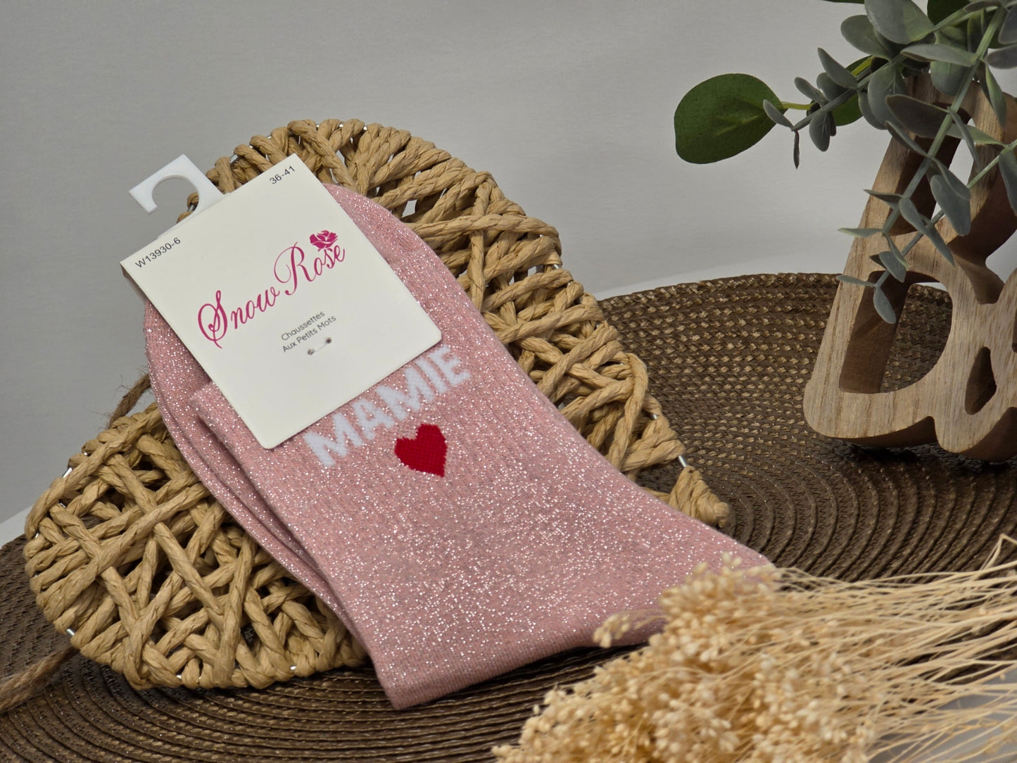 MAMIE - Chaussette à Paillette Rose