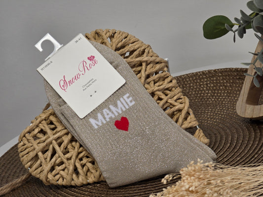 MAMIE - Chaussette à Paillette Taupe